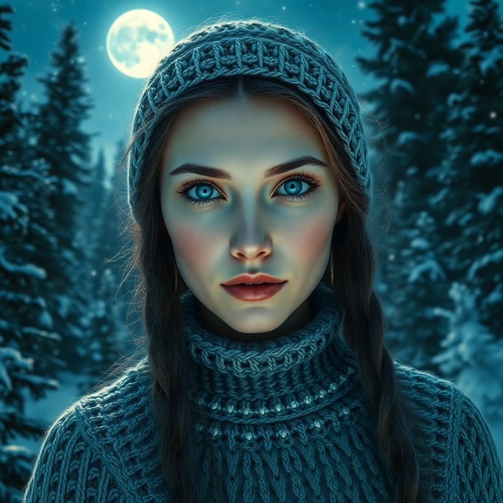 AI generated art for prompt: Craft a photorealistic portrait photograph showcasing an enigmatic Slavic woman with captivating ice