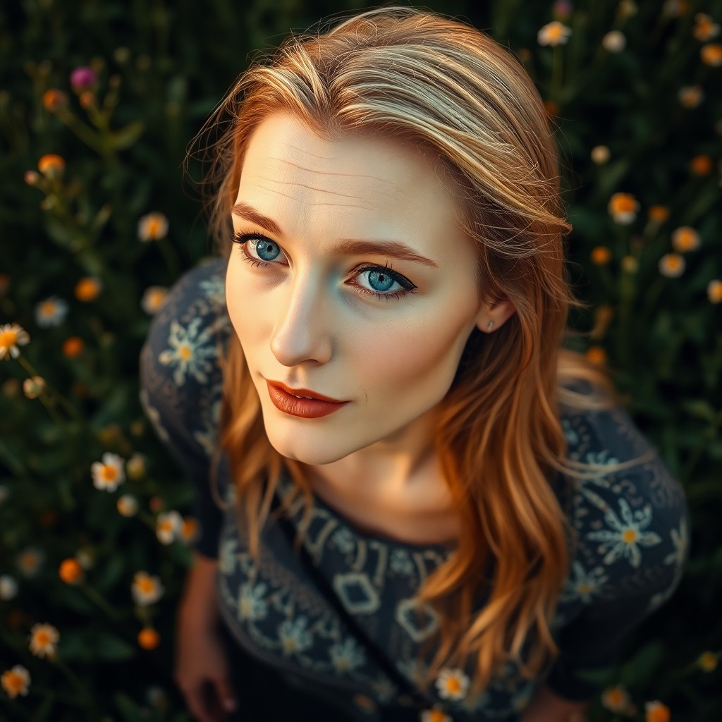 AI generated art for prompt: A photorealistic portrait photograph captures a Nordic woman with striking blue eyes and strong feat