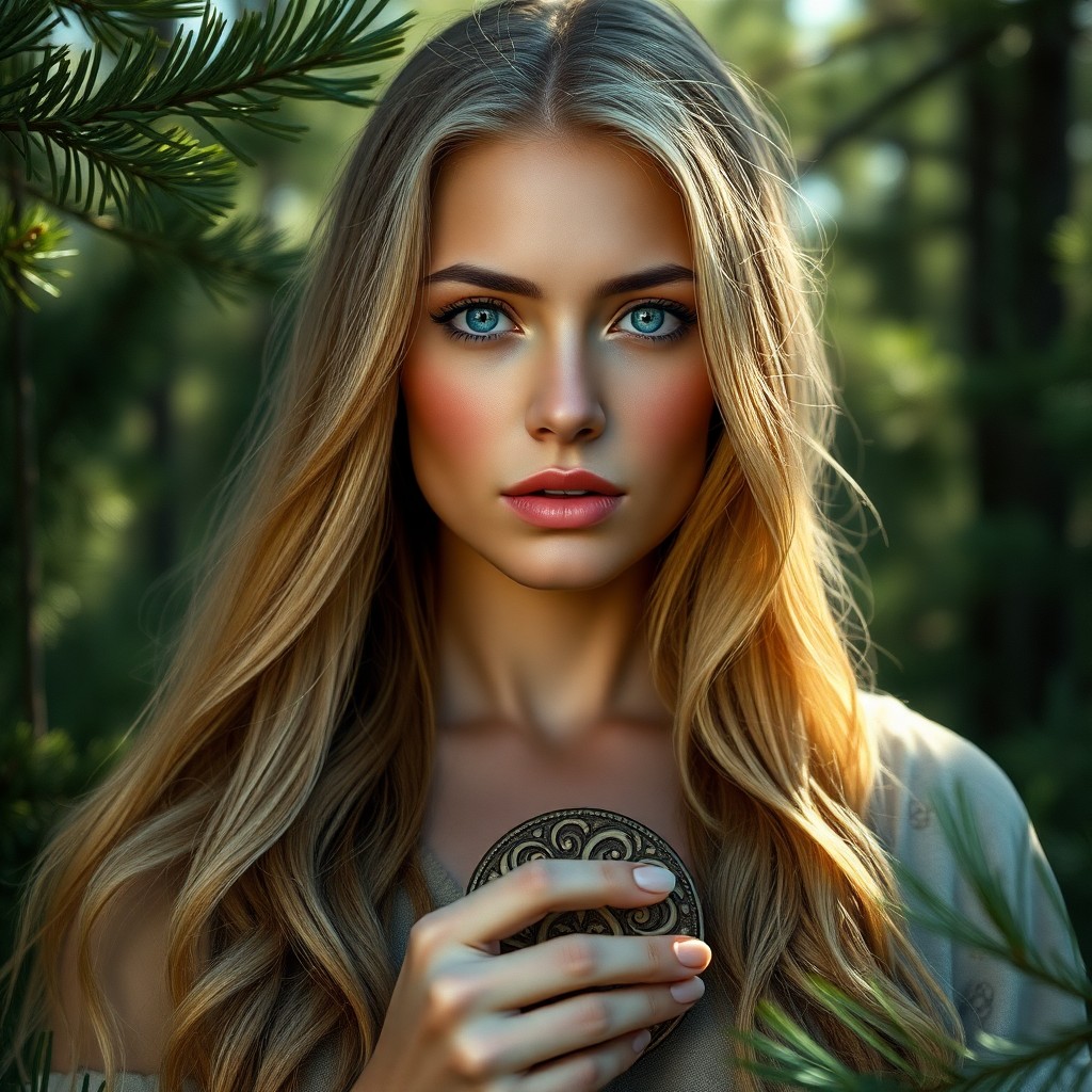 AI generated art for prompt: A photorealistic portrait photograph showcases a Hispanic woman with captivating ice-blue eyes and f