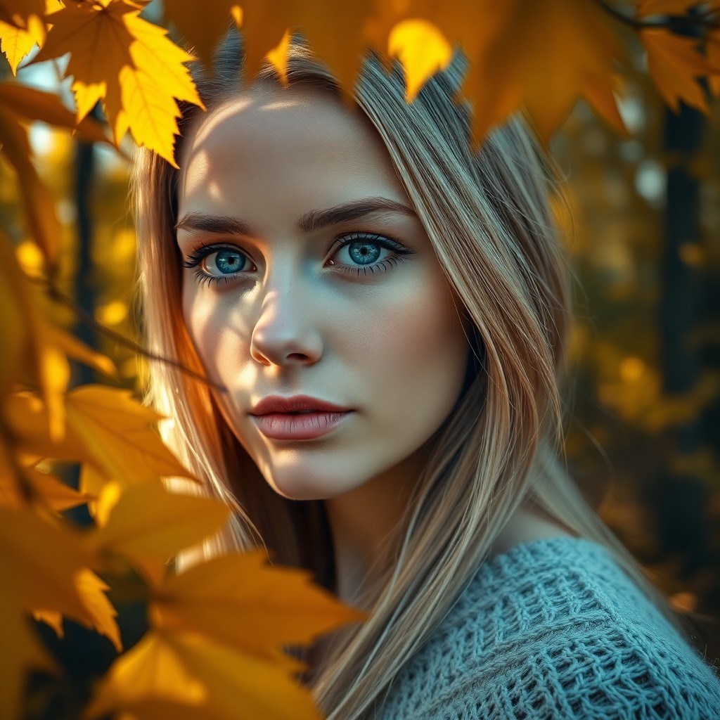 AI generated art for prompt: Craft a photorealistic portrait with a digital camera, showcasing a Nordic woman's serene expression