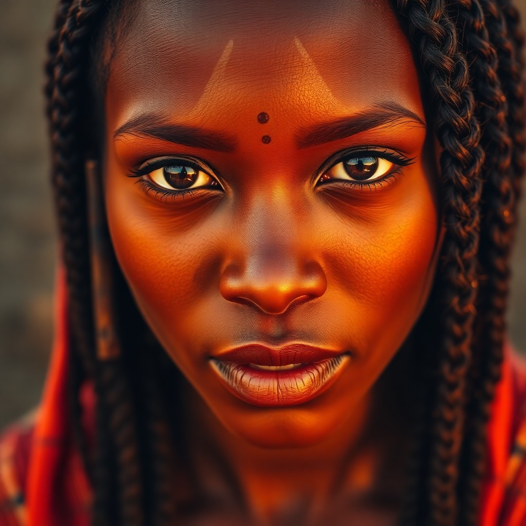 AI generated art for prompt: Imagine a captivating portrait of an African woman with radiant skin and intricate tribal markings a