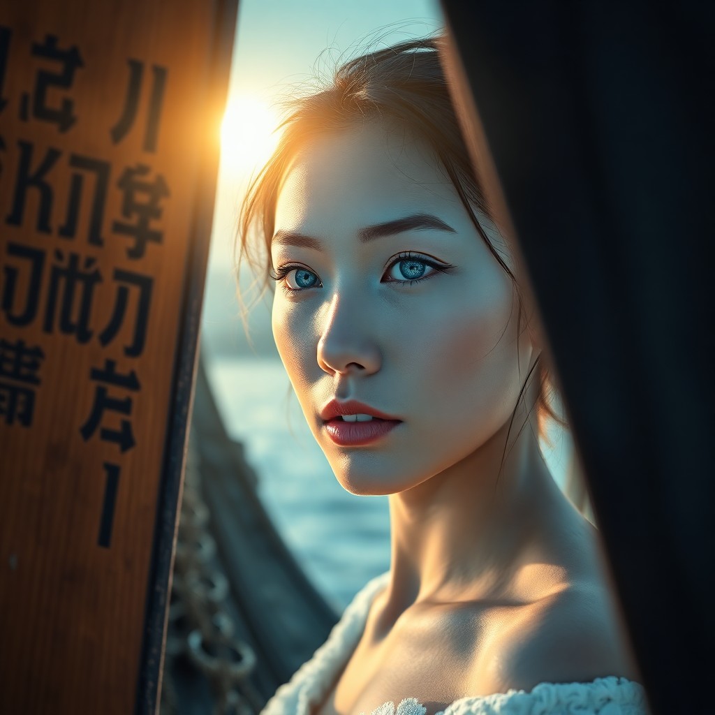 AI generated art for prompt: A photorealistic portrait photograph captures the ethereal beauty of an East Asian woman with pierci