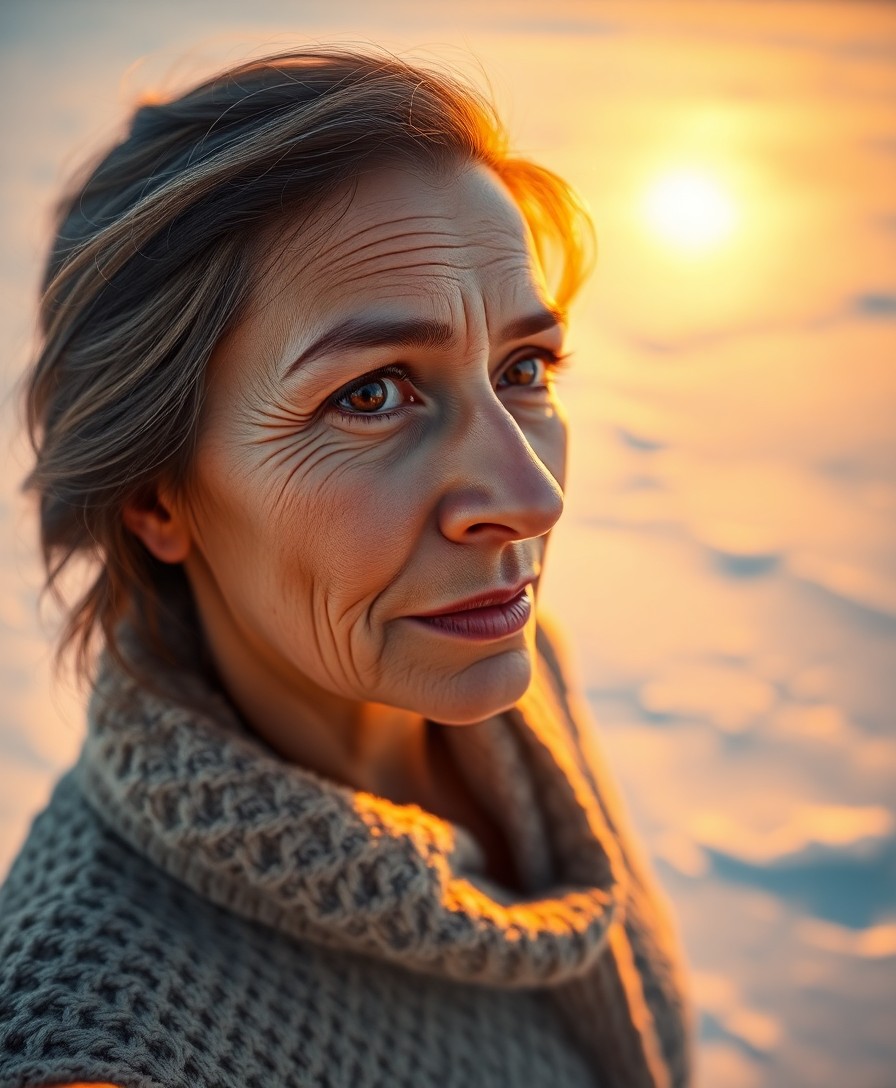 AI generated art for prompt: Imagine a photorealistic portrait of a middle-aged Hispanic woman, captured from an aerial perspecti