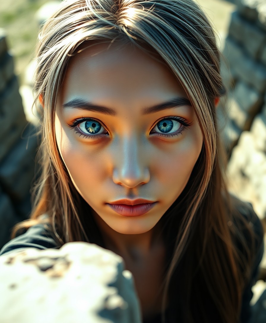 AI generated art for prompt: A captivating portrait, captured with a DSLR, photographs the piercing gaze of an East Asian woman w