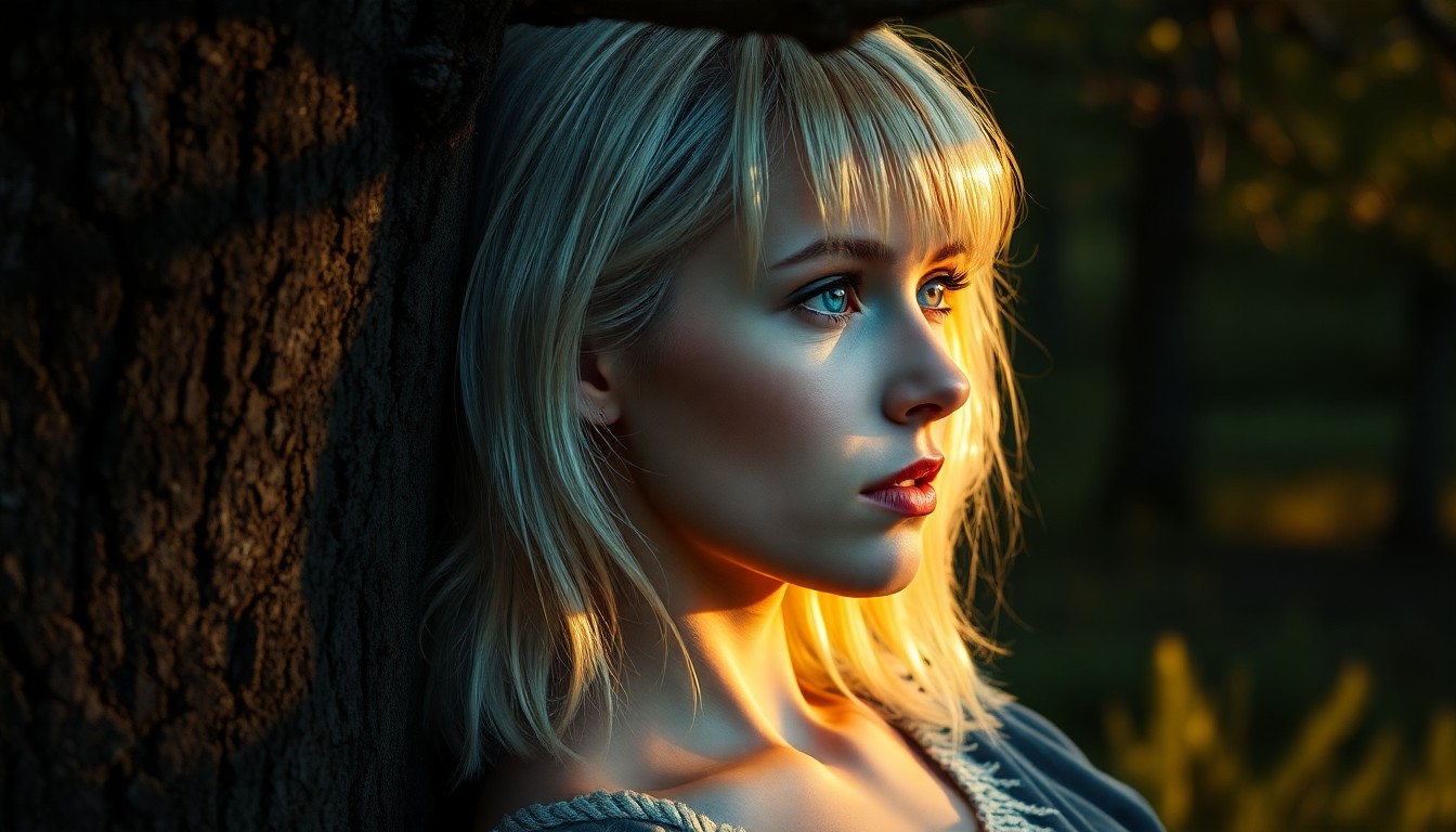 AI generated art for prompt: A captivating ultrarealistic portrait of an enigmatic Slavic woman with striking icy blue eyes and s