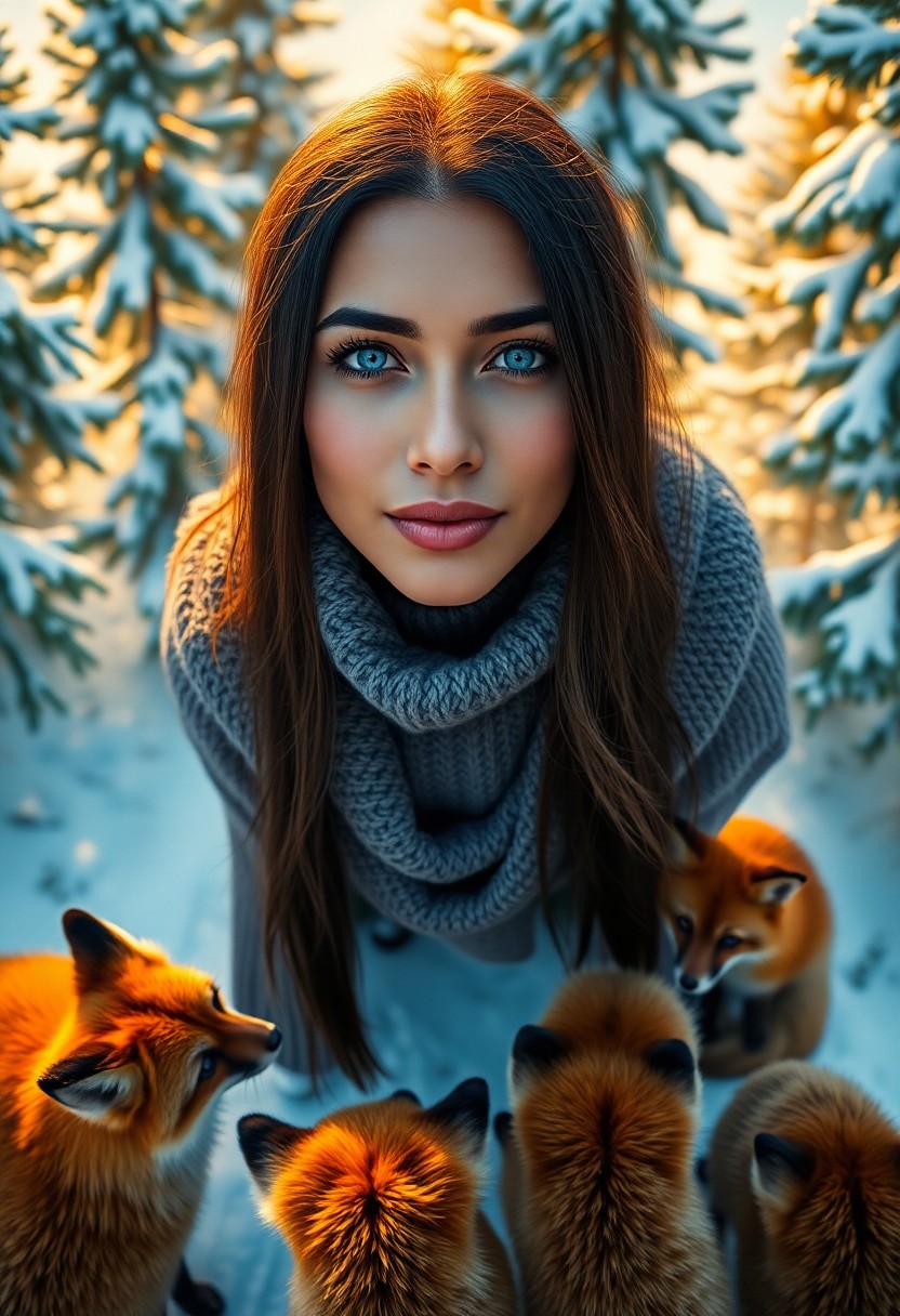 AI generated art for prompt: A photorealistic portrait showcases a South Asian woman in her early 30s with striking blue eyes and