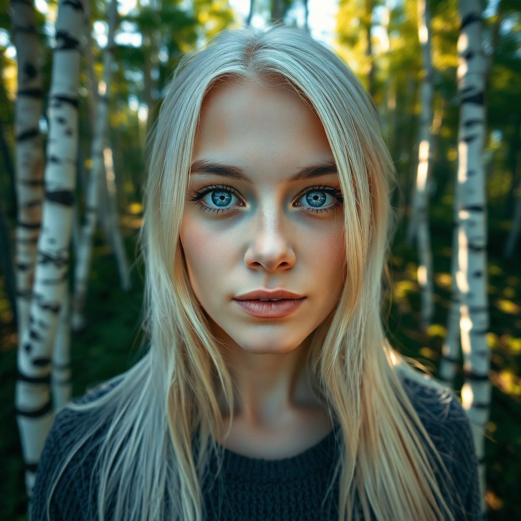 AI generated art for prompt: Envision a photorealistic portrait of a Nordic woman with captivating blue eyes and waist-length pla