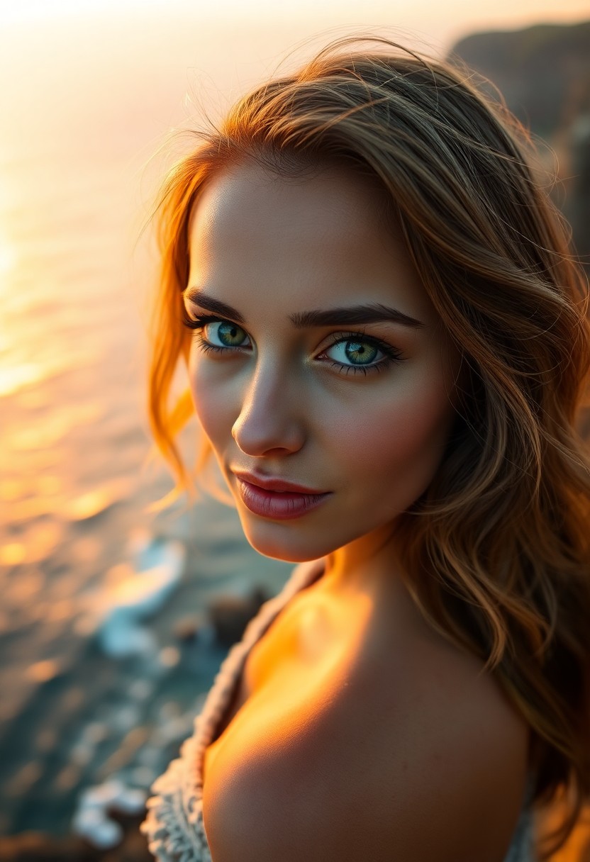 AI generated art for prompt: A portrait photograph showcases a Middle Eastern woman with captivating green eyes, framed by lush l