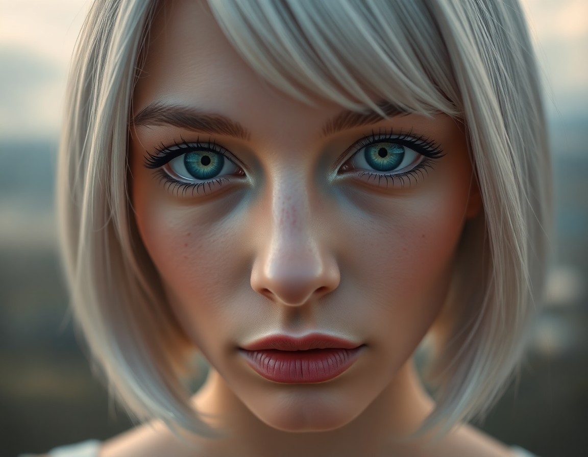 AI generated art for prompt: A hyperrealistic portrait showcases an enigmatic Eastern European woman with captivating emerald eye