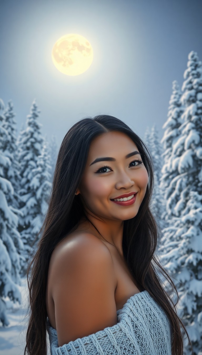 AI generated art for prompt: A photorealistic portrait photograph showcases a Pacific Islander woman's serene beauty against a pr