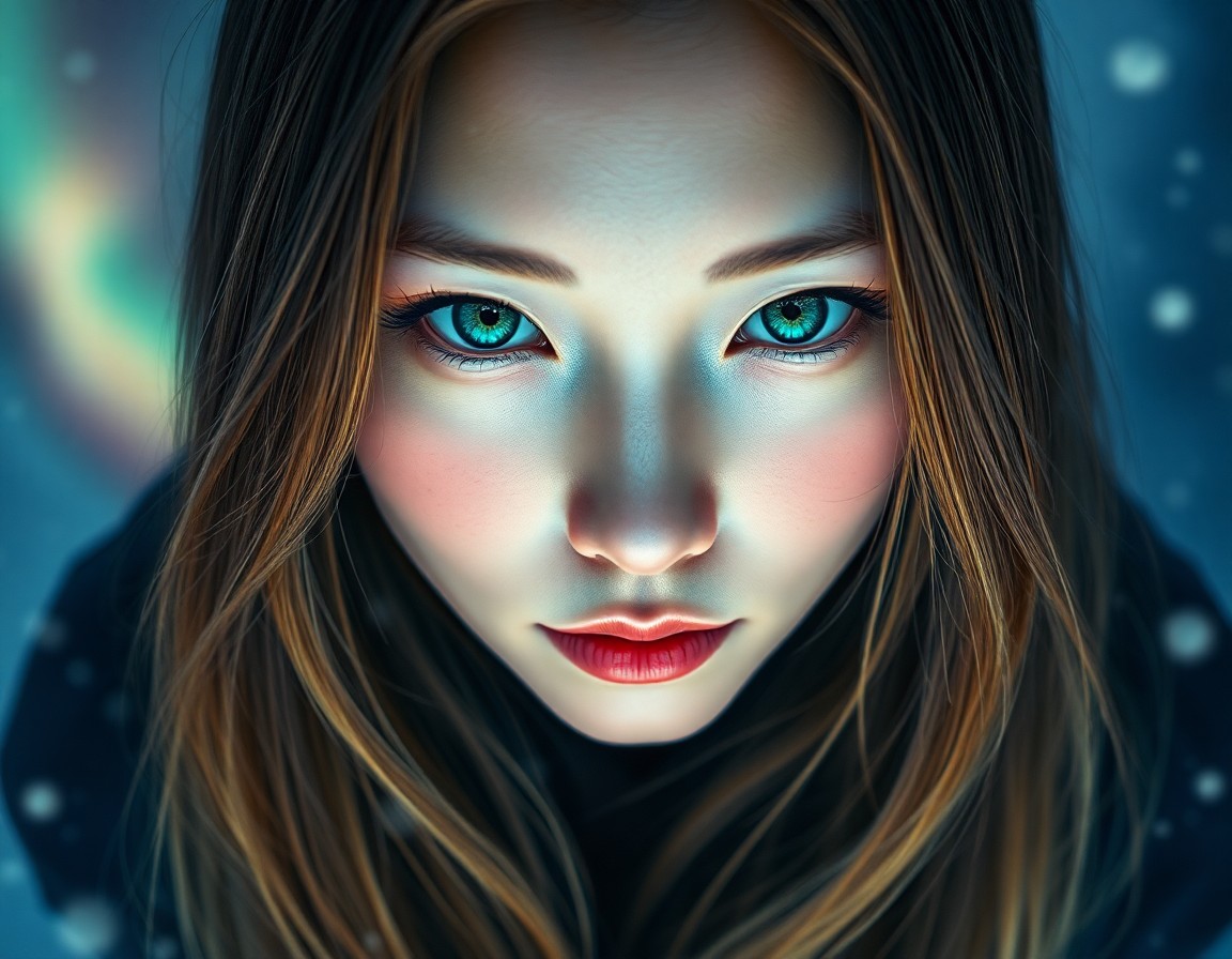 AI generated art for prompt: Imagine a captivating portrait of an East Asian woman with mesmerizing green eyes, her serene expres