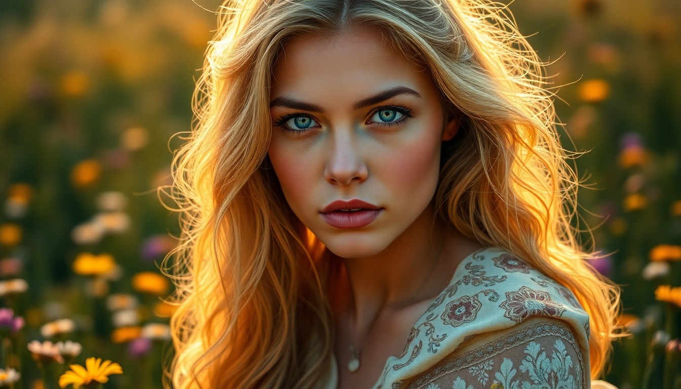 AI generated art for prompt: A photorealistic portrait photograph captures a Hispanic woman with striking ice-blue eyes and casca