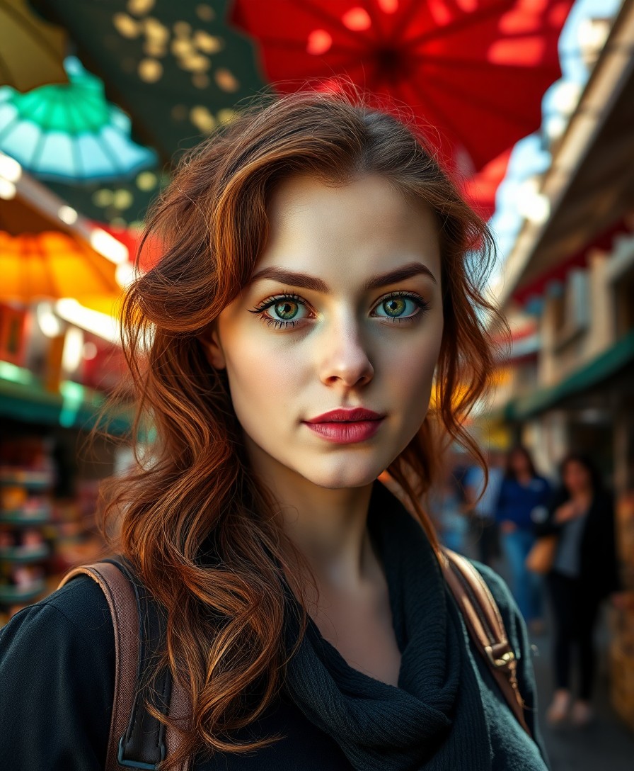 AI generated art for prompt: A photorealistic portrait photograph captures a Slavic woman with captivating hazel eyes and wavy au