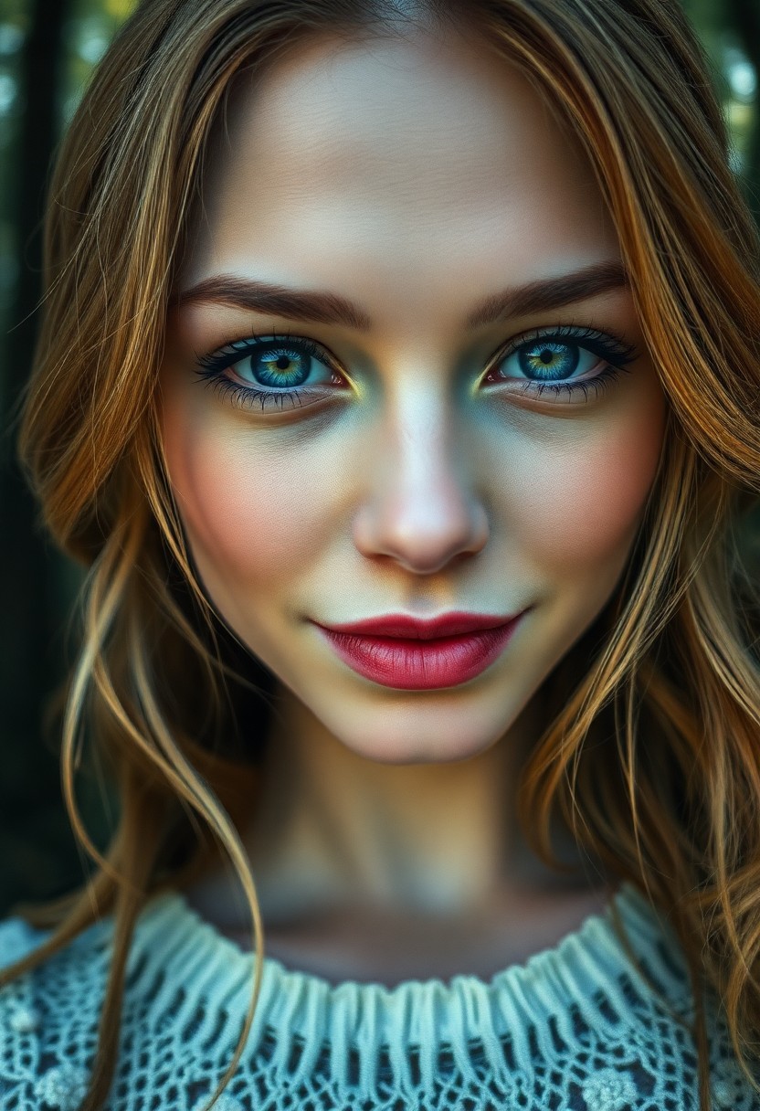 AI generated art for prompt: A super-realistic portrait exudes the enigmatic allure of a European woman with captivating icy-blue