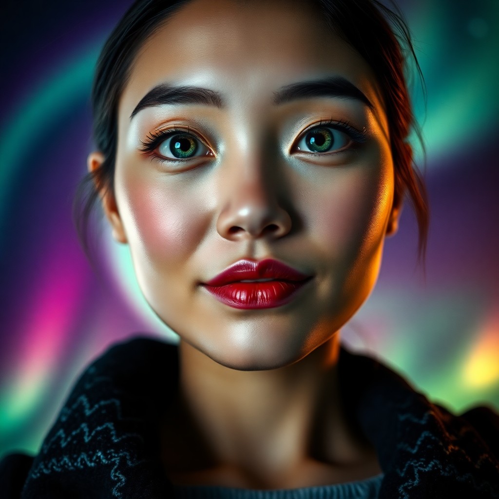 AI generated art for prompt: An enchanting portrait photograph showcases an East Asian woman with captivating emerald eyes, high 