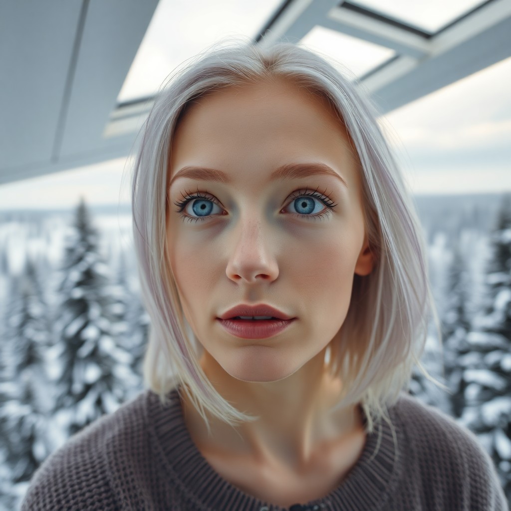 AI generated art for prompt: A photorealistic portrait photograph captures a Nordic woman in her late twenties with delicate feat