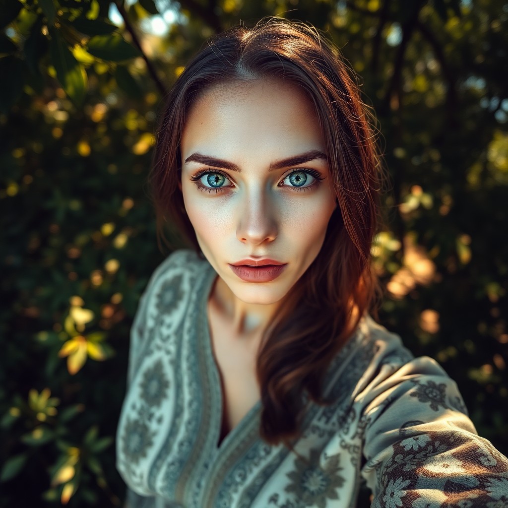 AI generated art for prompt: A portrait photograph showcases a captivating Middle Eastern woman with piercing green eyes and porc