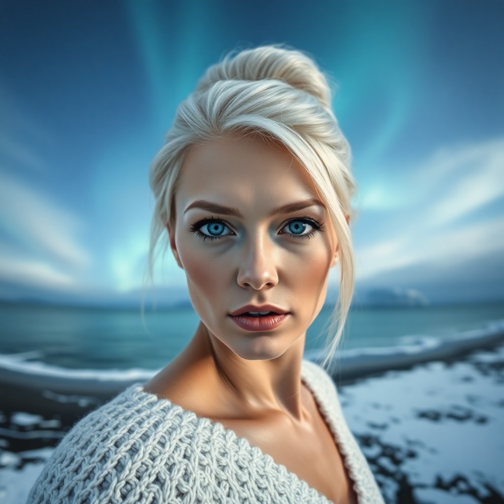 AI generated art for prompt: A photorealistic portrait photograph captures the enigmatic allure of a Slavic woman with striking i