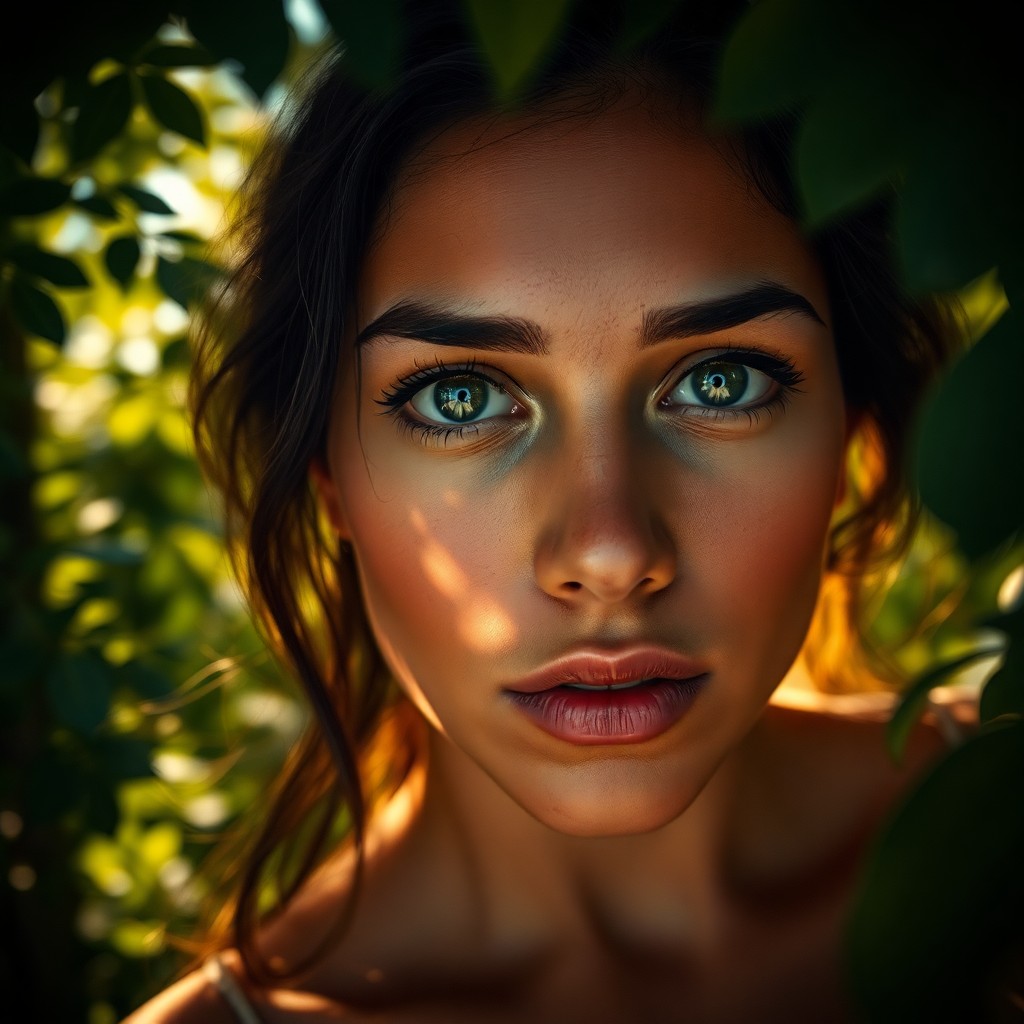 AI generated art for prompt: An ultrarealistic portrait of a Hispanic woman with captivating green eyes gazes pensively from an a