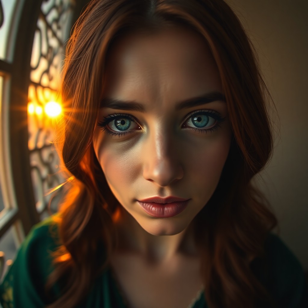 AI generated art for prompt: A photorealistic portrait of a Middle Eastern woman with captivating blue eyes and porcelain skin, c