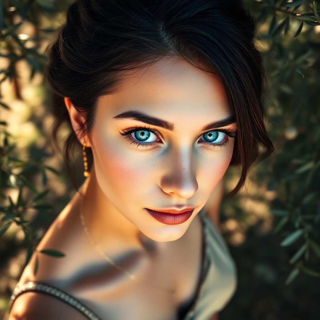 AI generated art for prompt: Imagine a captivating portrait photograph of a mysterious young Middle Eastern woman, her striking b