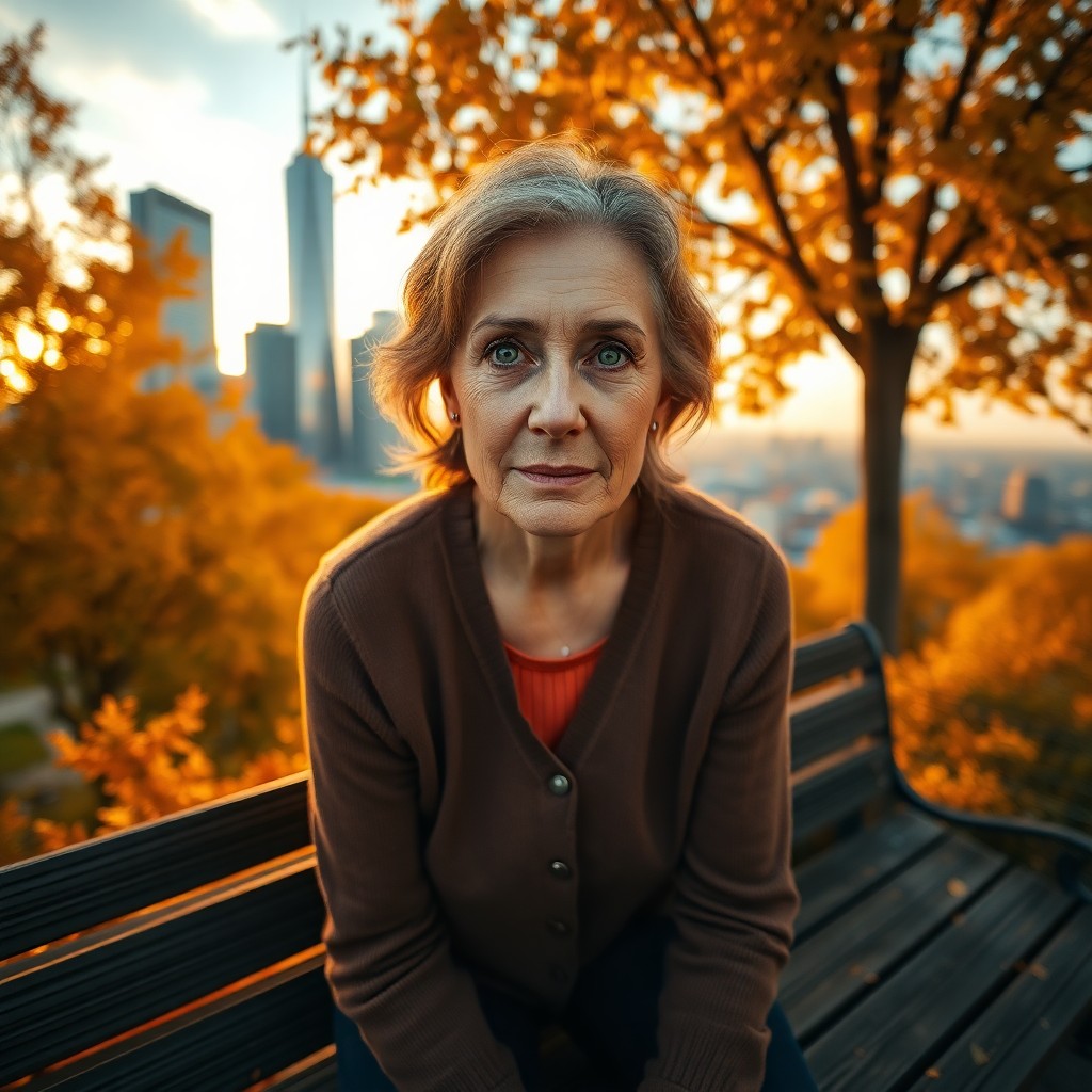 AI generated art for prompt: Craft a photorealistic DSLR portrait of an Eastern European woman in her sixties with striking green