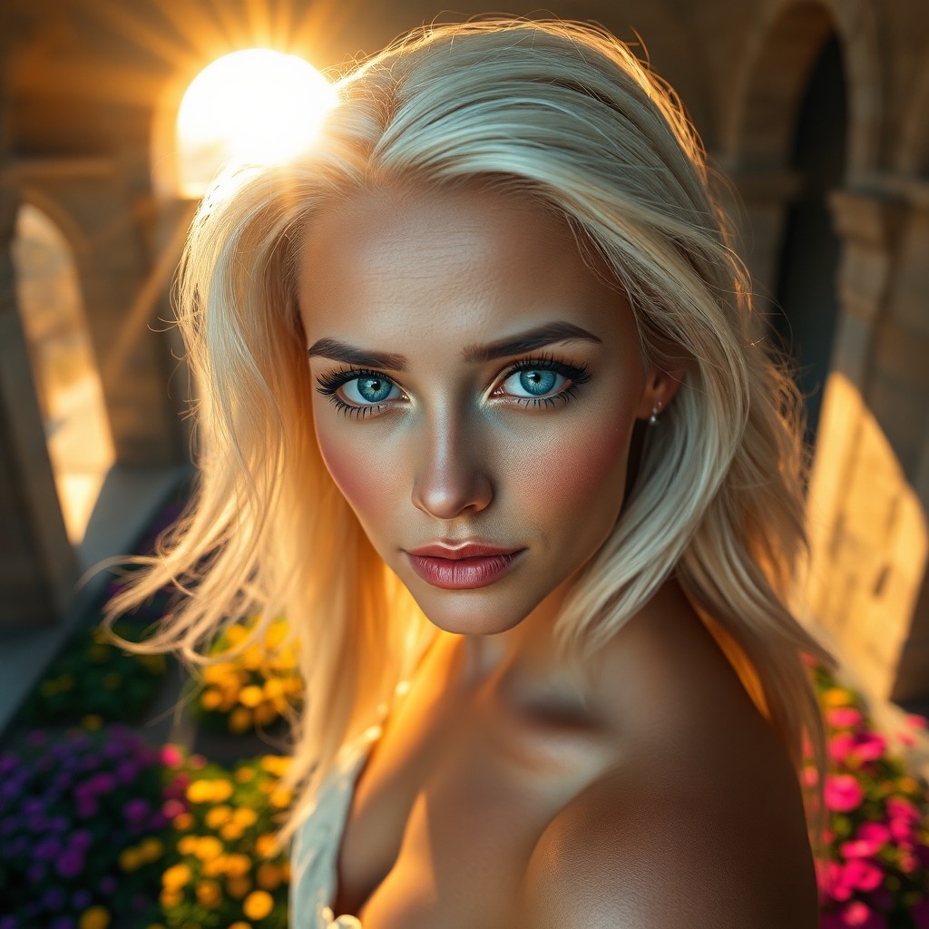 AI generated art for prompt: A photorealistic portrait photograph showcases a Pacific Islander woman with captivating blue eyes a