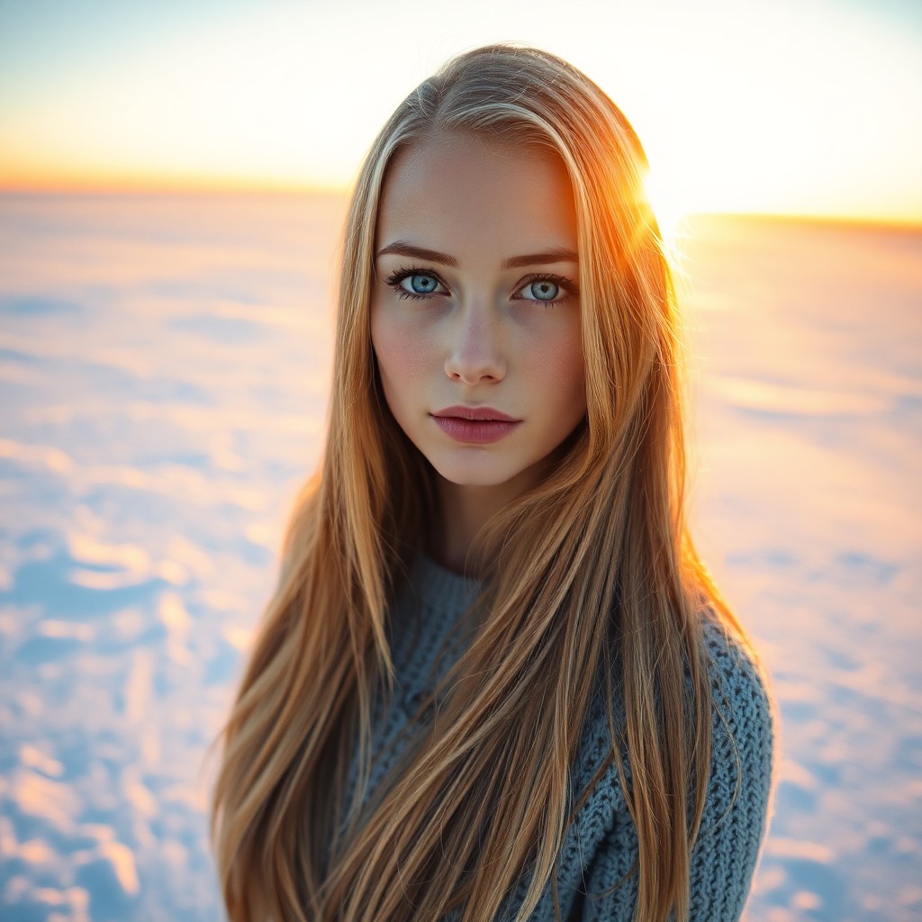 AI generated art for prompt: Imagine a portrait photograph of a Slavic woman with striking blue eyes and long golden-blonde hair 