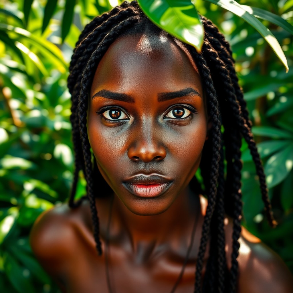 AI generated art for prompt: Craft a photorealistic portrait photograph featuring an African woman with smooth skin and captivati