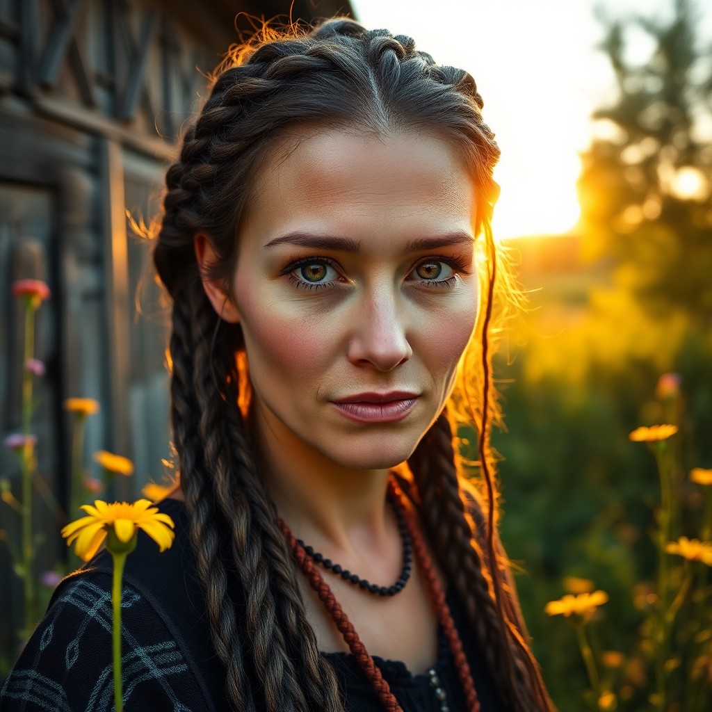 AI generated art for prompt: A photorealistic portrait photograph showcasing an Eastern European woman in her early forties, exud