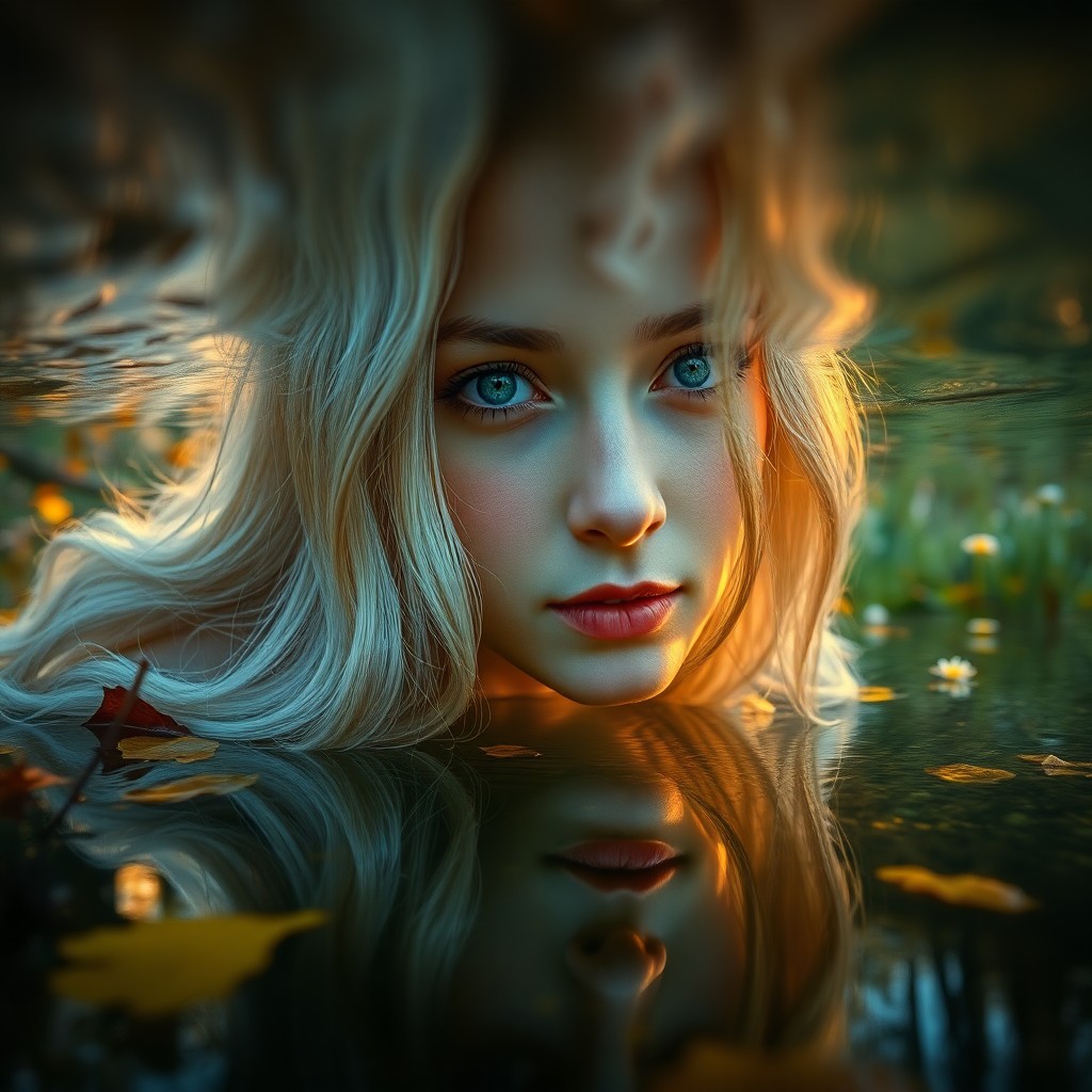 AI generated art for prompt: Imagine a photorealistic portrait photograph capturing a Slavic woman's serene gaze, her soft hair s