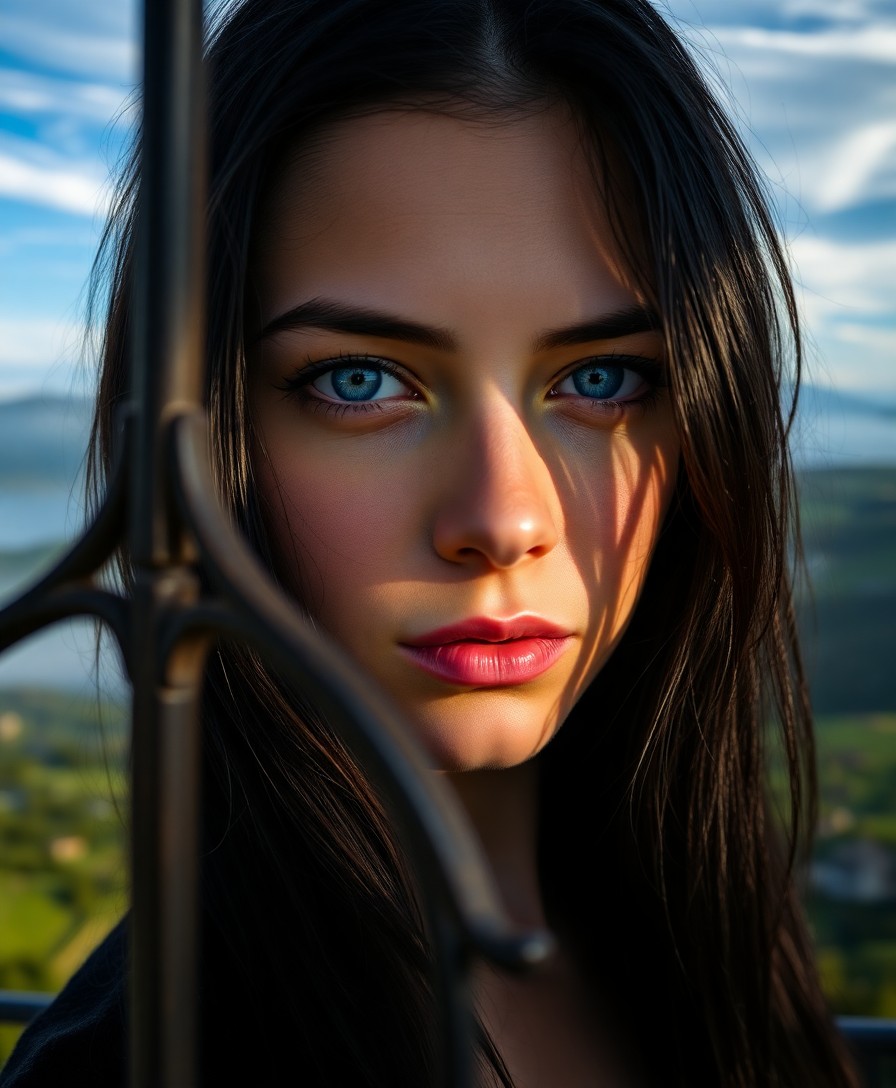 AI generated art for prompt: A portrait, captured with a mirrorless camera, frames the enigmatic gaze of a Nordic woman. Her pier