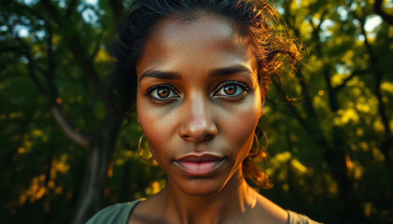 AI generated art for prompt: A portrait photo, taken by a smartphone camera, captures the essence of an African-European woman wi