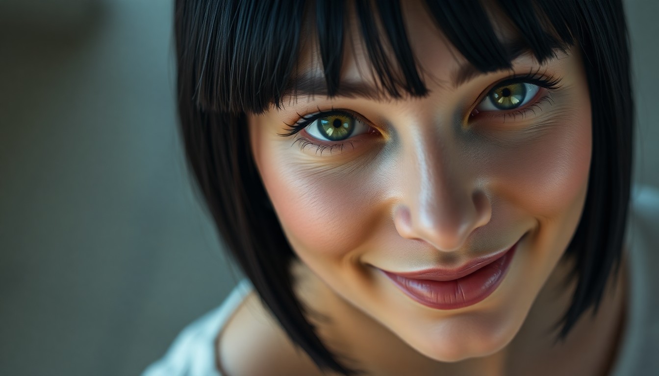 AI generated art for prompt: A photorealistic portrait photograph showcases an Eastern European woman with captivating green eyes