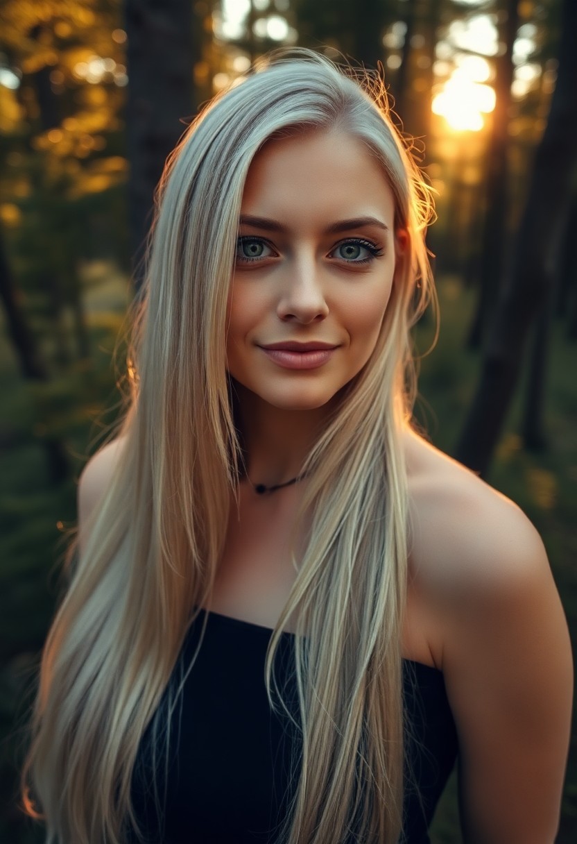 AI generated art for prompt: A portrait photograph, captured on film, depicts a Nordic woman in her late 30s. She has long, silve