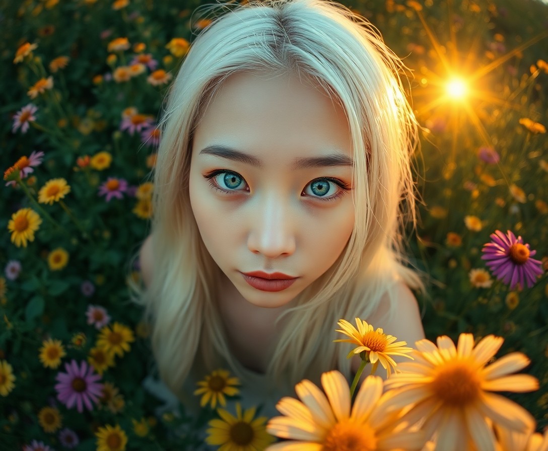 AI generated art for prompt: Envision a captivating portrait photograph of an enigmatic East Asian woman captured from a unique w