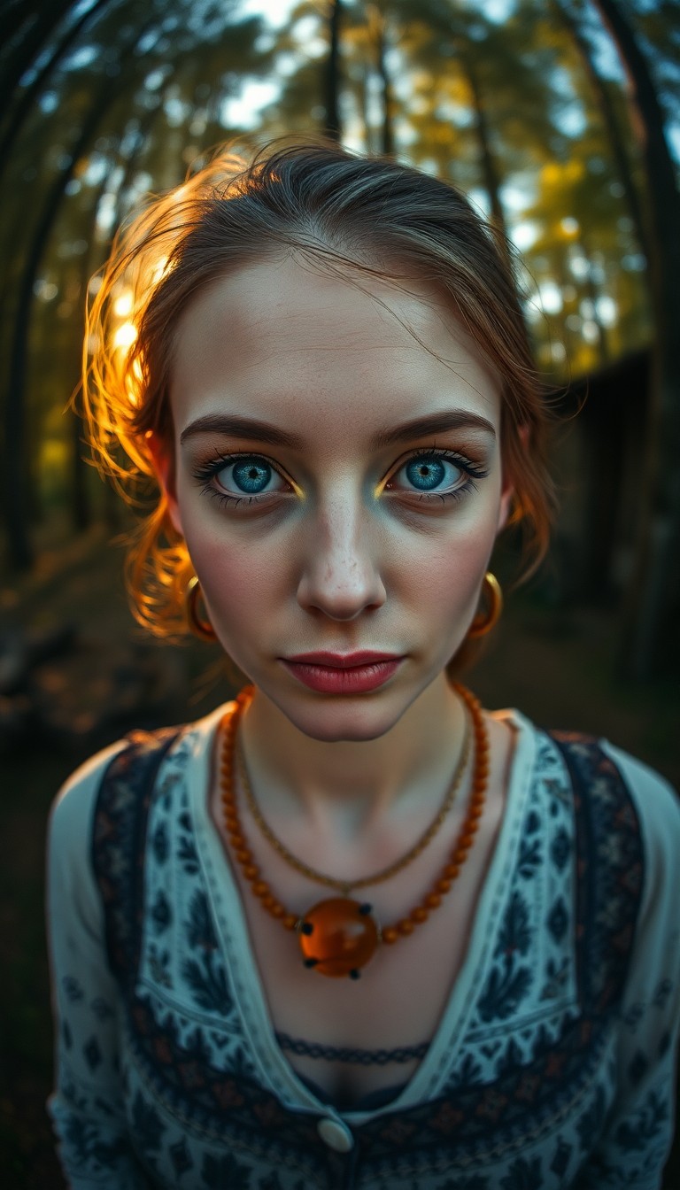 AI generated art for prompt: A portrait photograph showcases a European woman in her early 30s with piercing blue eyes and delica