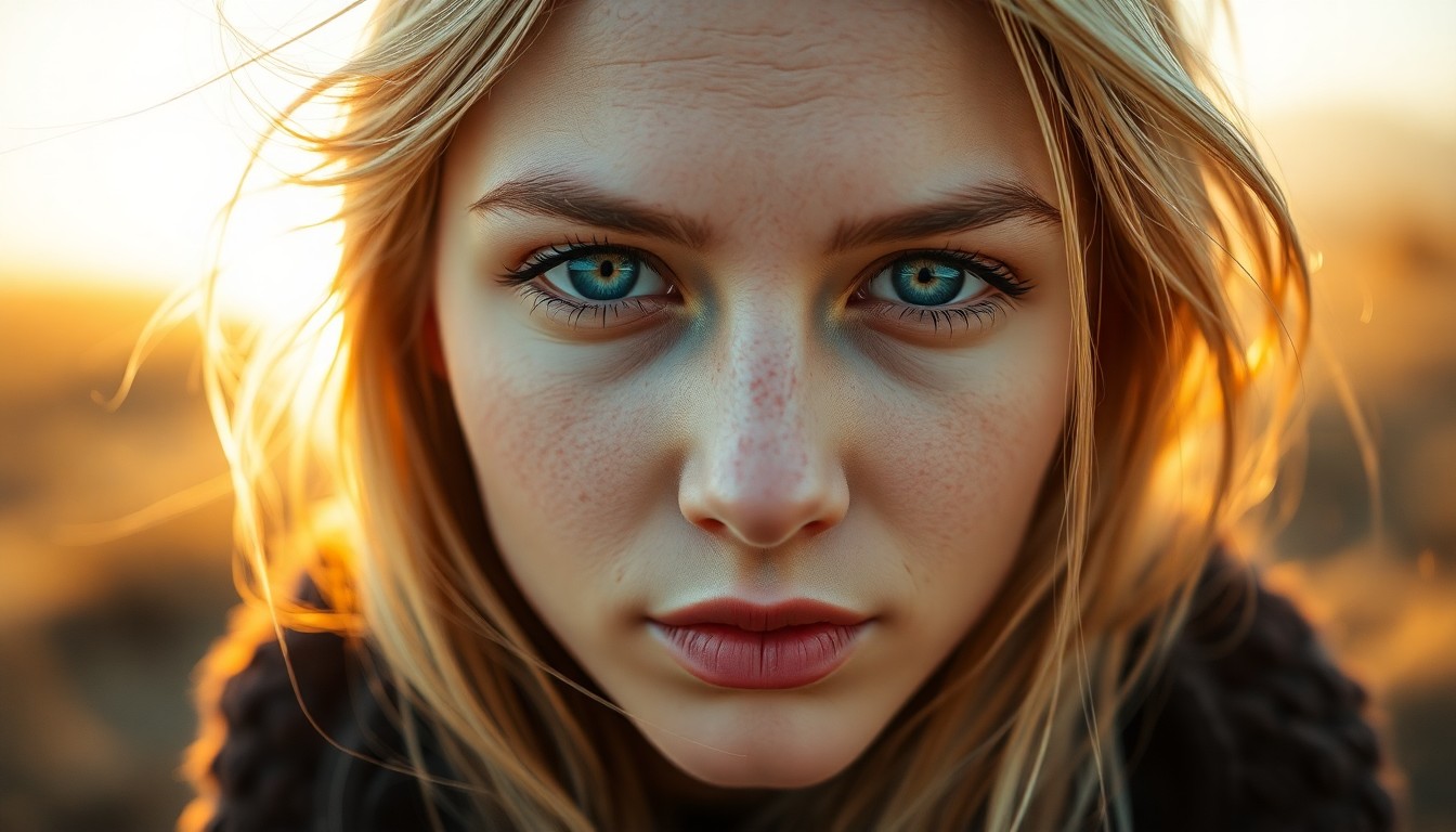 AI generated art for prompt: A captivating portrait photograph showcases a Slavic woman's serene gaze, her porcelain skin and str