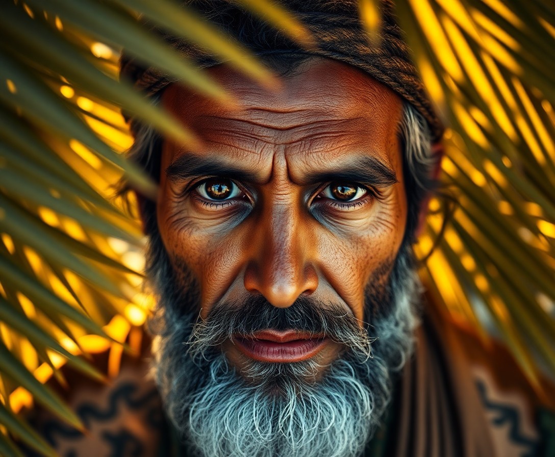 AI generated art for prompt: Imagine a hyperrealistic portrait of a Middle Eastern man in his mid-forties, with deep brown eyes a