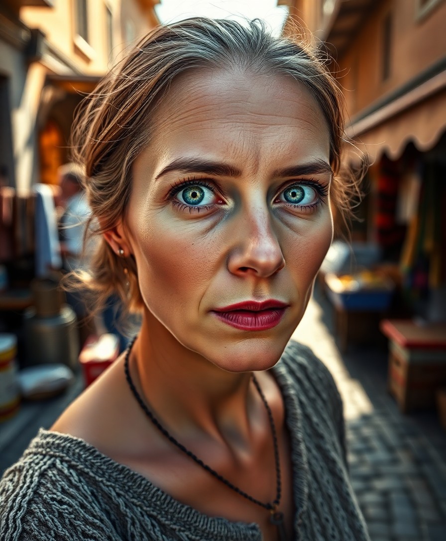 AI generated art for prompt: A photorealistic portrait captures the enigmatic beauty of an Eastern European woman in her mid-thir