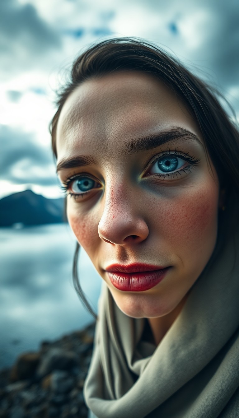 AI generated art for prompt: A photorealistic portrait showcasing a Middle Eastern woman with captivating blue eyes and fair skin