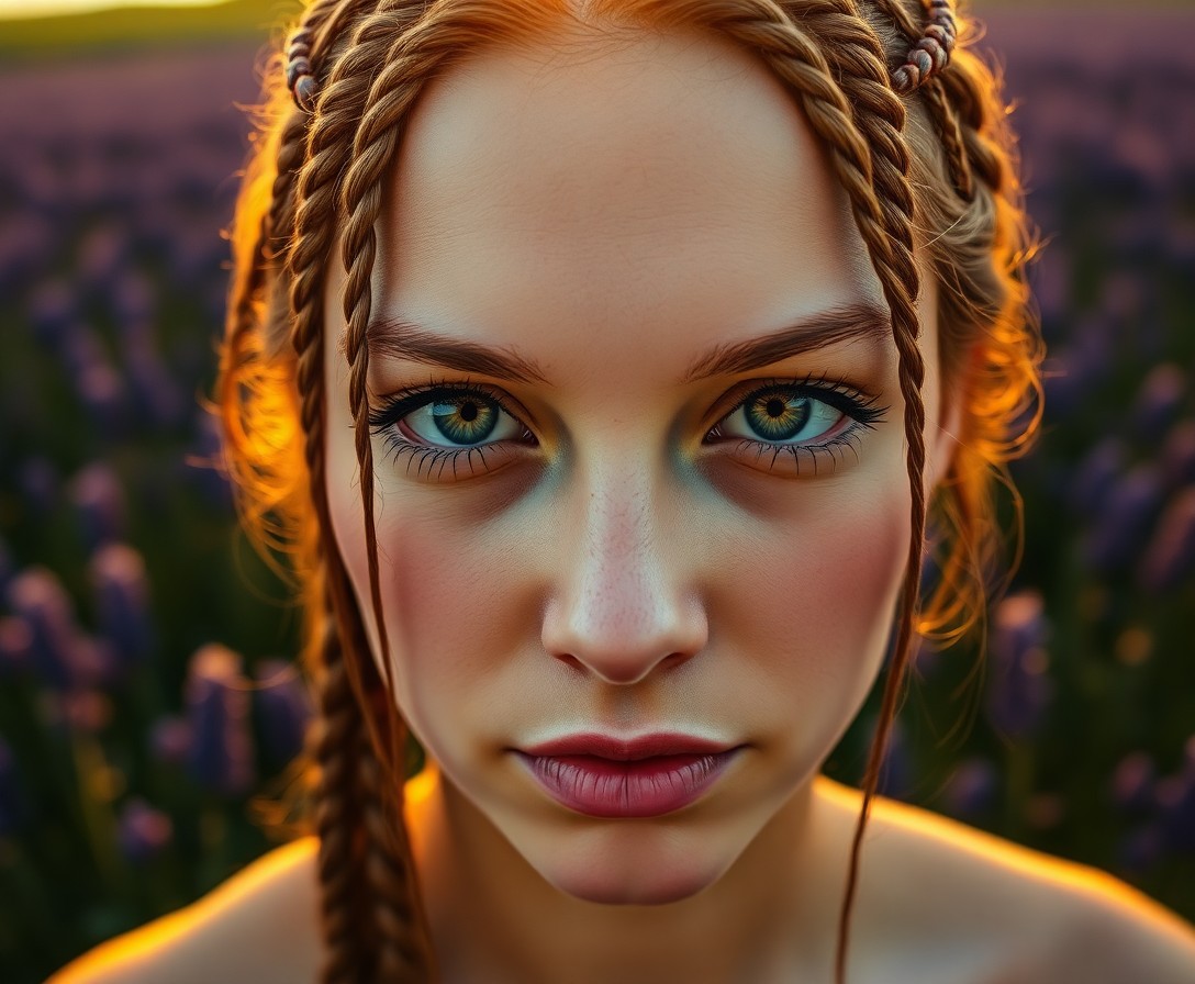 AI generated art for prompt: A photorealistic portrait photograph showcases an enigmatic Eastern European woman with piercing gre