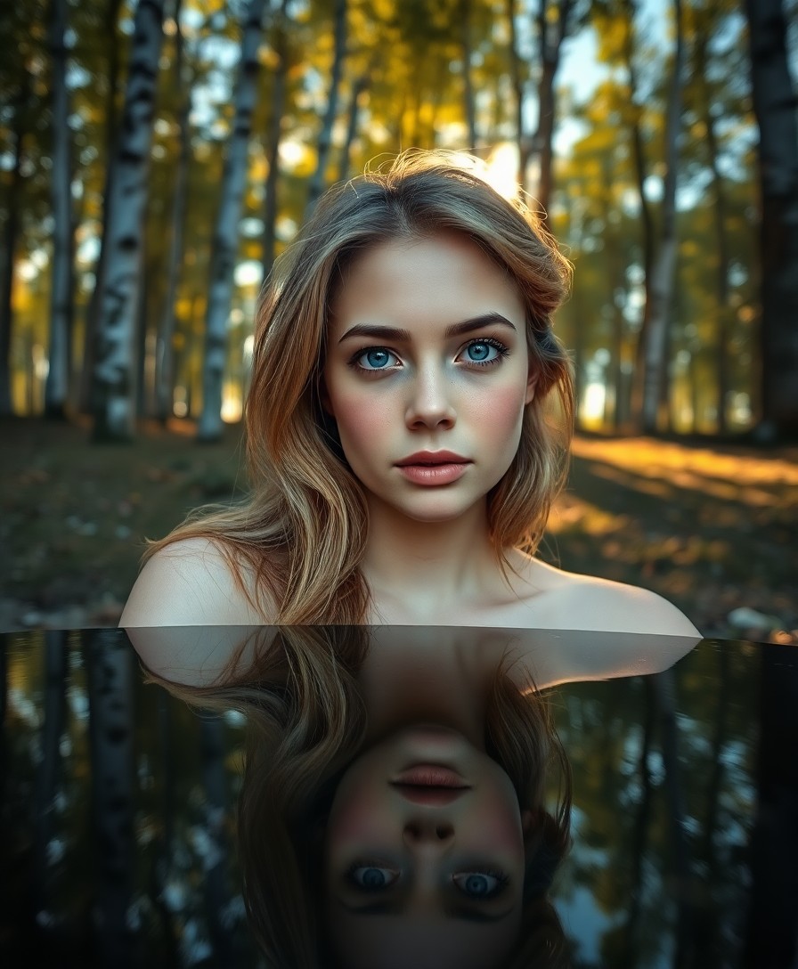 AI generated art for prompt: A portrait photograph showcases a South Asian woman's serene beauty with striking blue eyes and gold