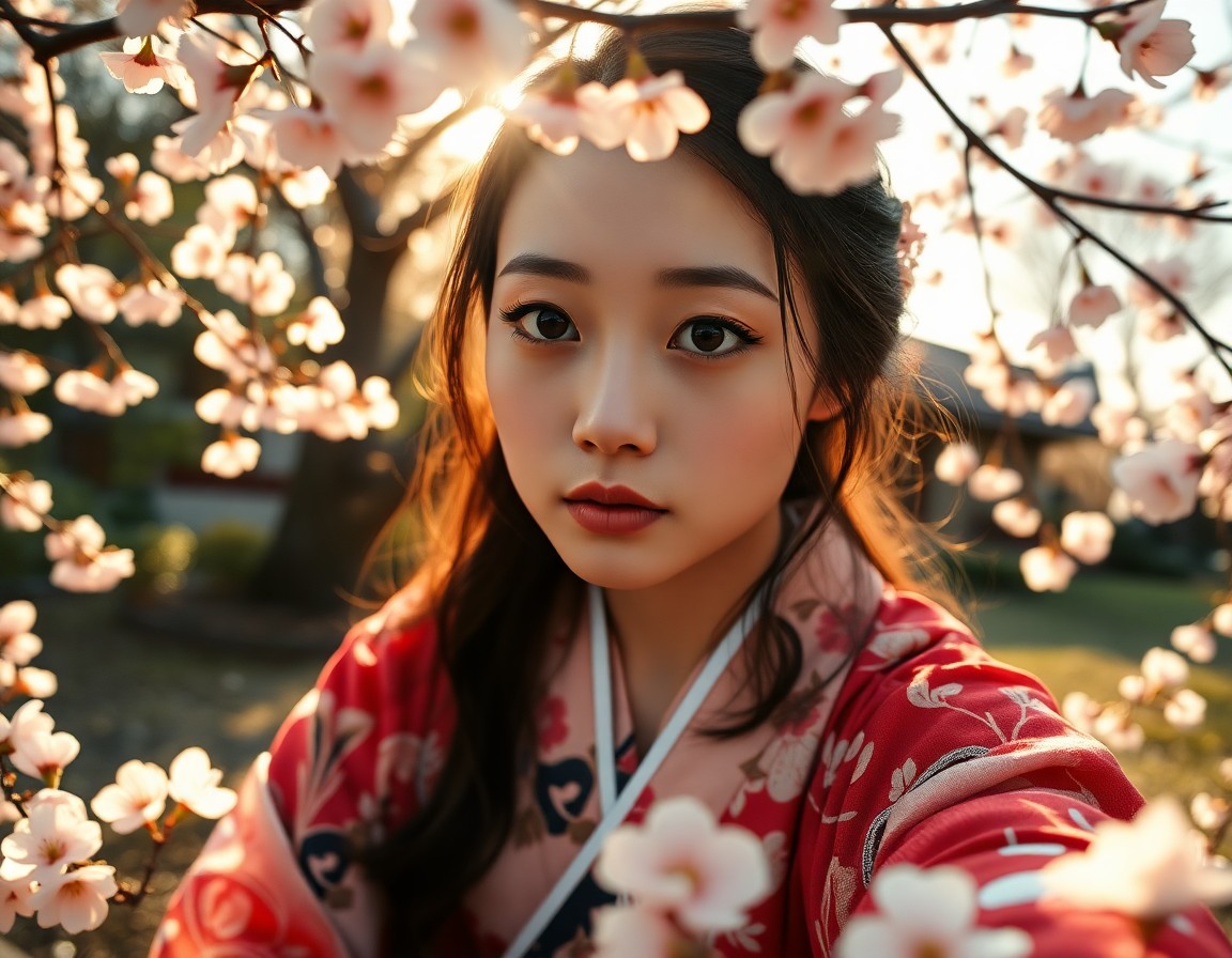 AI generated art for prompt: A portrait photograph showcases an enigmatic East Asian woman with deep black eyes exuding serenity 