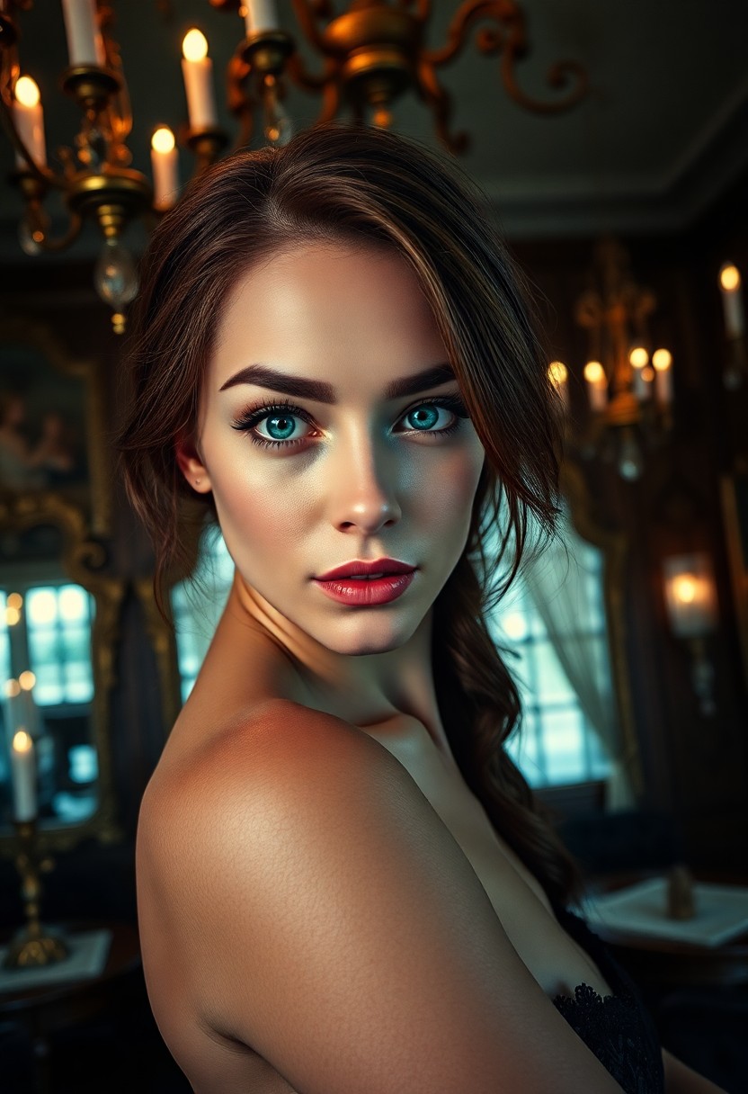 AI generated art for prompt: A captivating portrait photograph reveals an Eastern European woman's enigmatic allure with mesmeriz