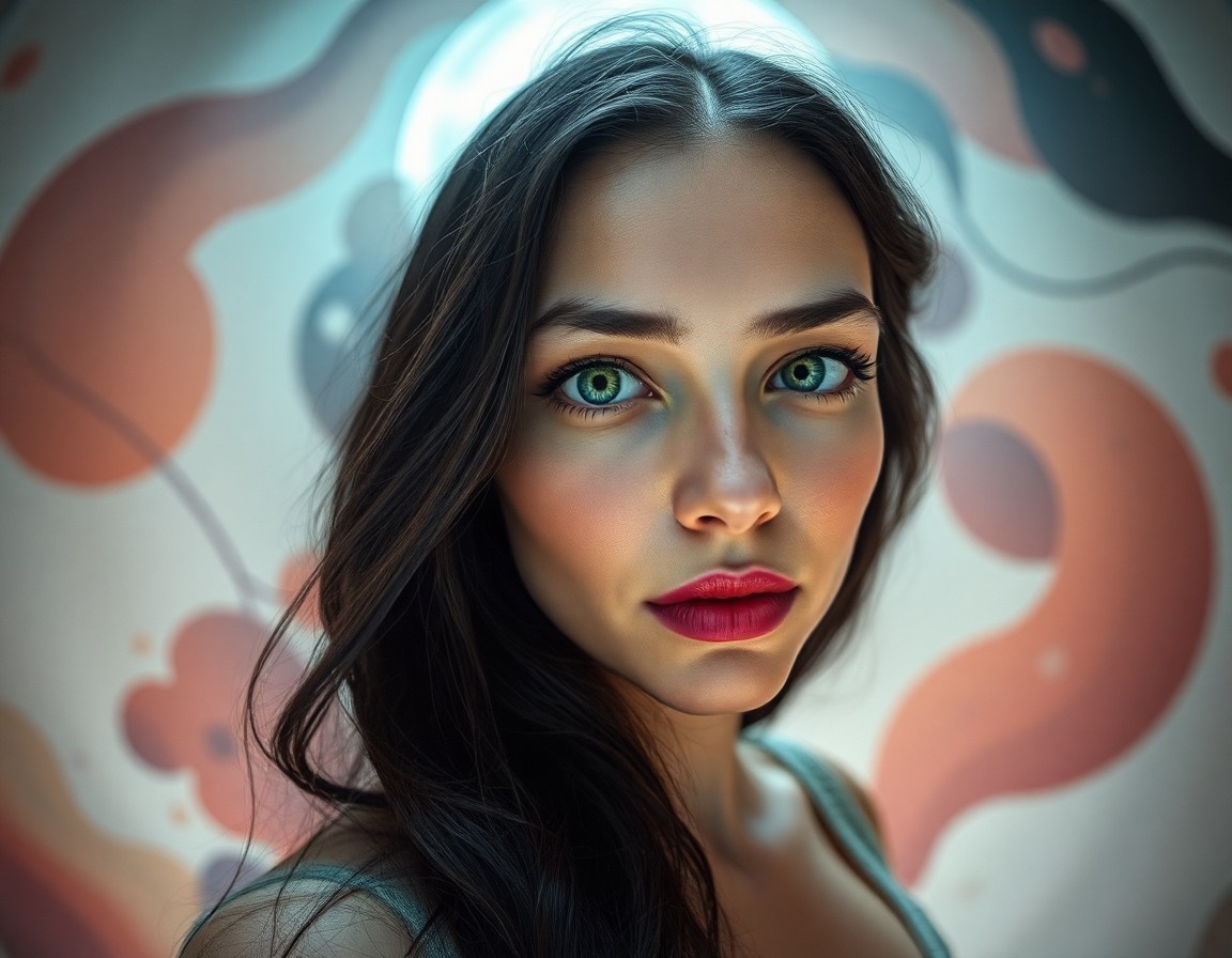 AI generated art for prompt: Envision a hyperrealistic portrait of an Eastern European woman with mesmerizing green eyes and rave