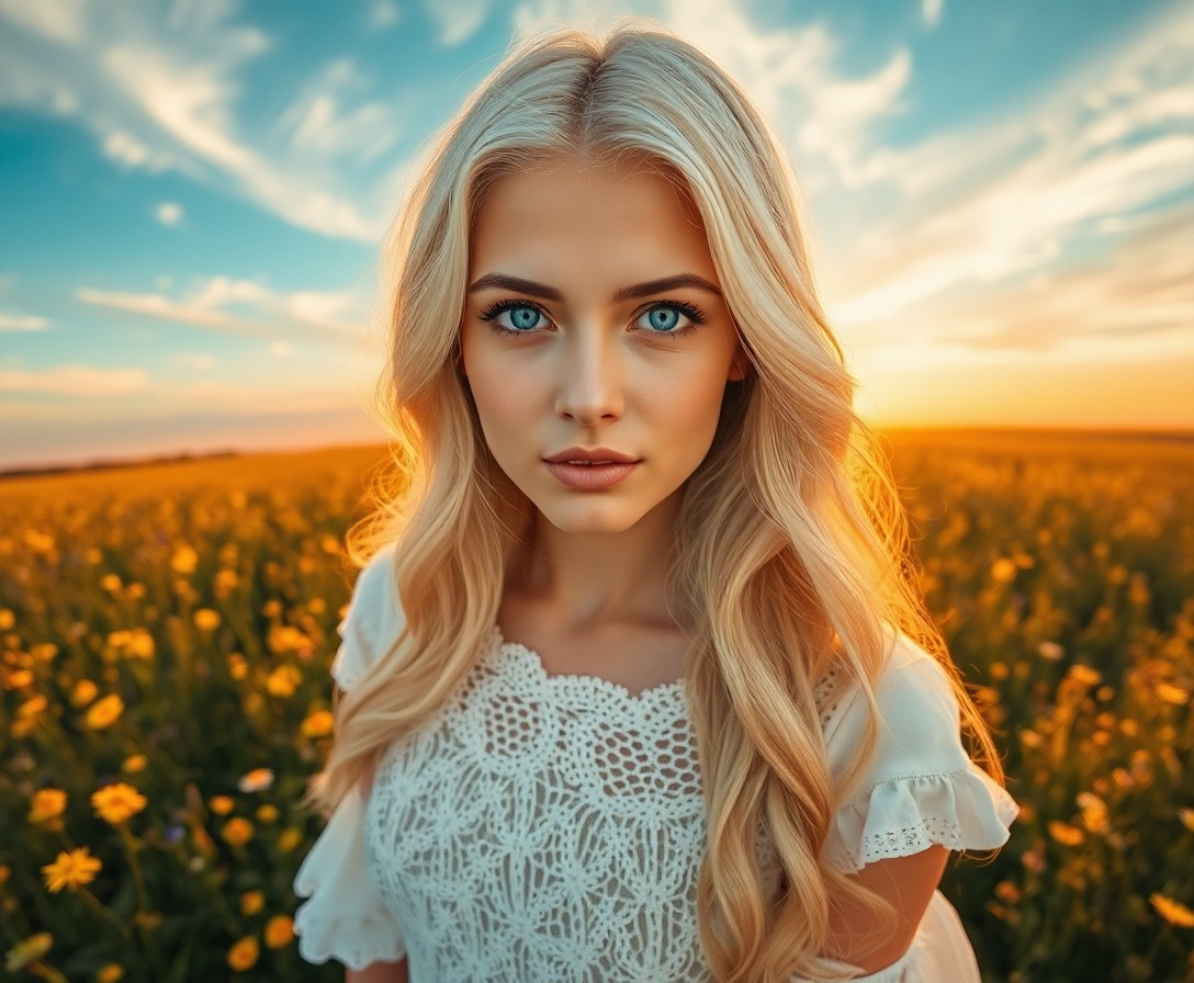 AI generated art for prompt: Envision an ultrarealistic portrait of a captivating Hispanic woman with mesmerizing icy blue eyes a