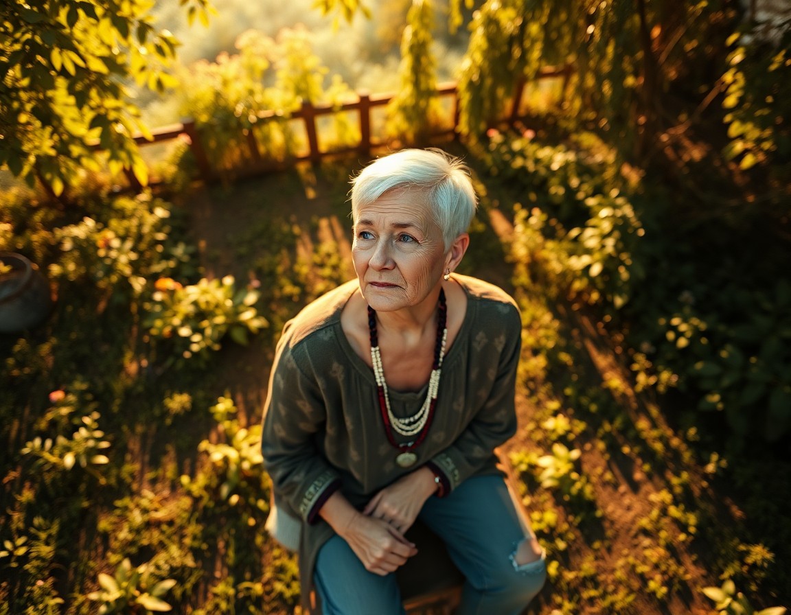 AI generated art for prompt: A portrait photograph captures a wise Native American woman in her seventies with striking blue eyes