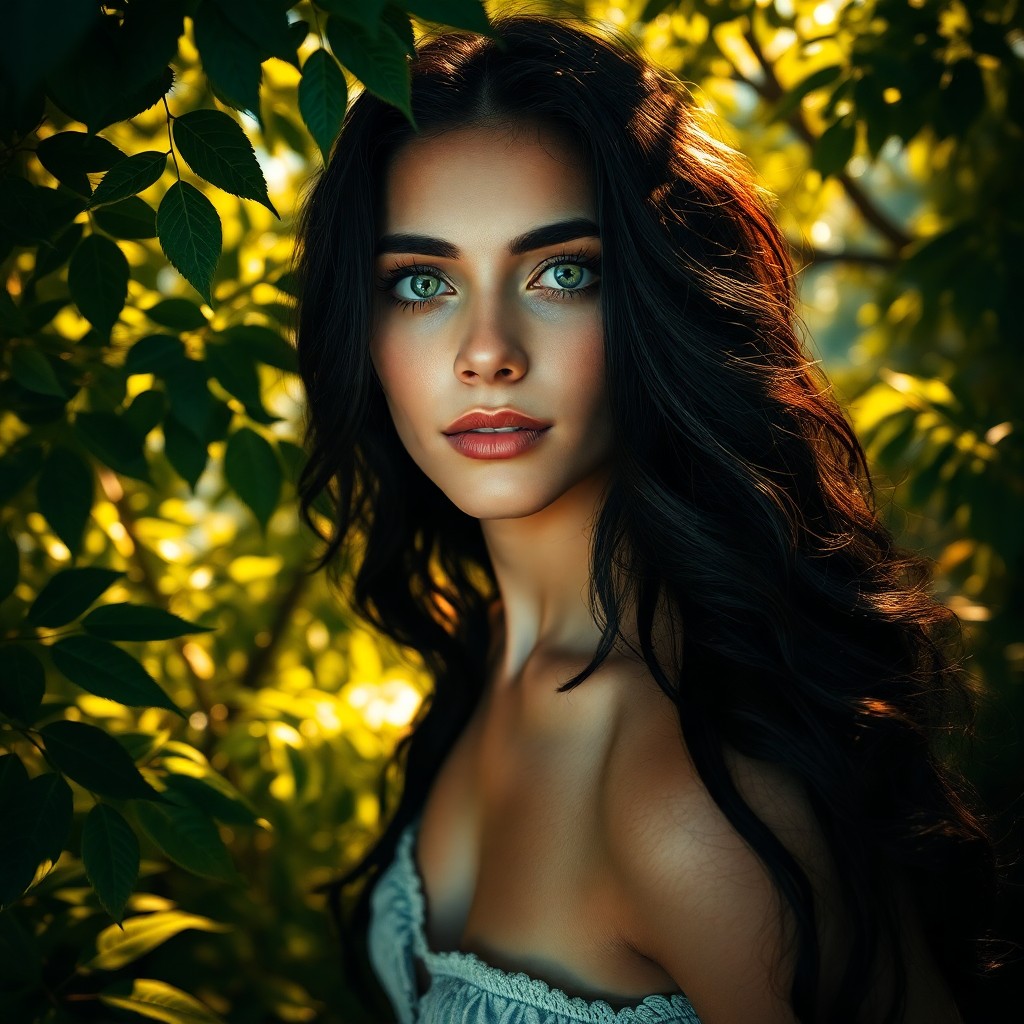 AI generated art for prompt: A photorealistic portrait photograph captures the captivating presence of a Middle Eastern woman wit