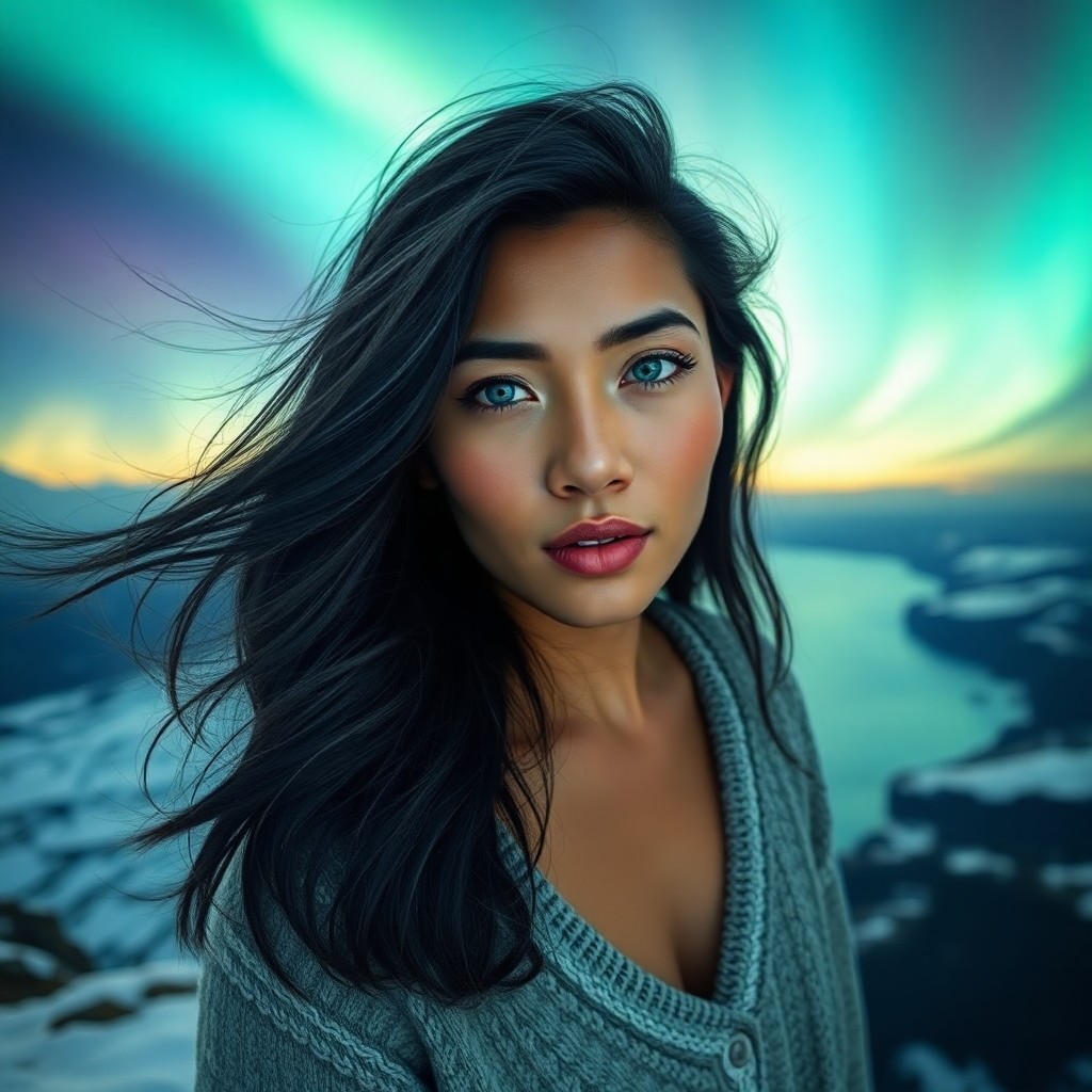 AI generated art for prompt: An iPhone portrait photograph captures the captivating presence of a Pacific Islander woman in her m